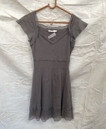 Gray Short-Sleeve Dress