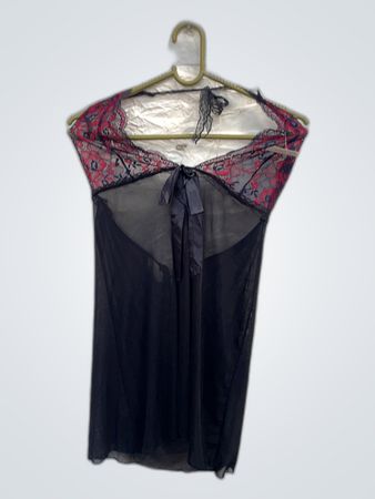 Sheer Black Nightgown with Lace Details