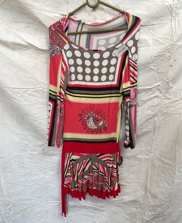 Blouse with Paisley and Polka Dot Pattern