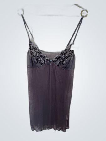 Gray Lace Trim Chemise