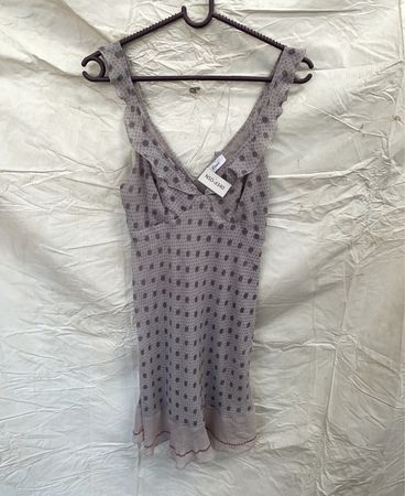 Gray Sling Dress with Floral Pattern