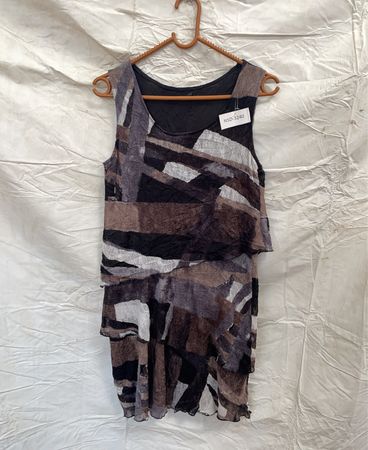 Brown and Black Abstract Pattern Dress