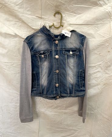 Denim Jacket with Gray Sleeves