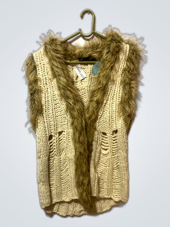 Knit Vest with Fur Trim