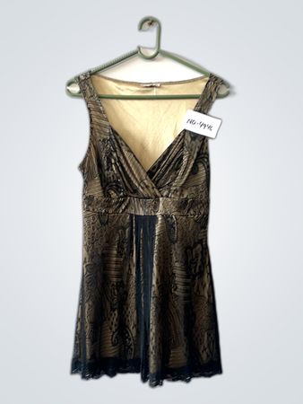 Patrice Breal Gold and Black Lace Dress