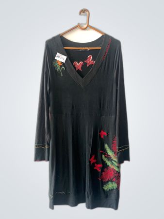 Black Embroidered Butterfly Dress