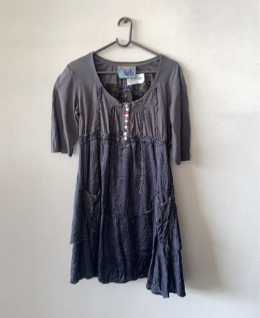 Desigual Gray Embroidered Dress