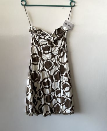 Brown and White Patterned Dress