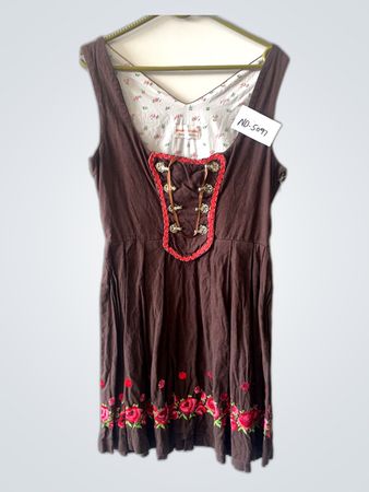 Brown Floral Embroidered Dress