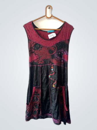 Red and Black Floral Dress