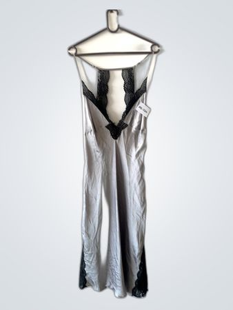 Gray and Black Lace Trim Dress