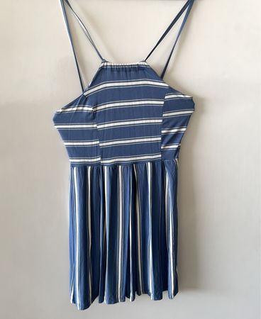Blue and White Striped Dress