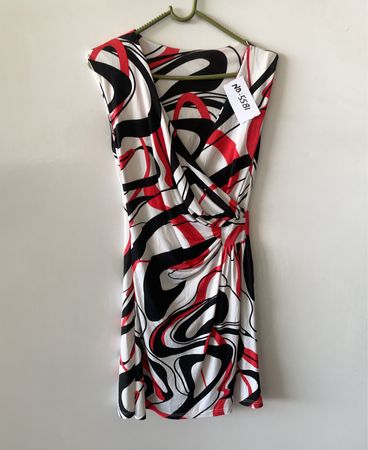 Dress with Red Black and White Pattern