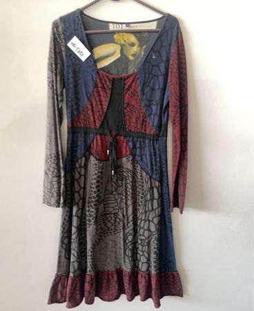 101 Idées Printed Long Sleeve Midi Dress