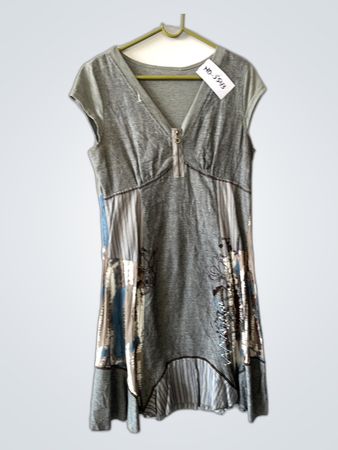 Gray Dress with Abstract Pattern