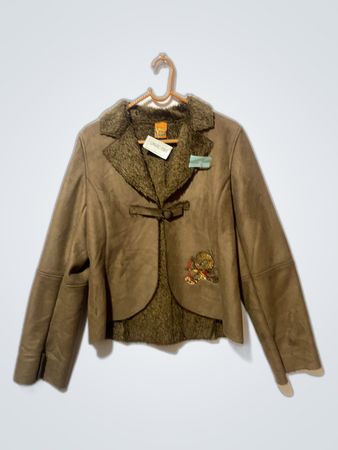 H&M Brown Suede Fur Collar Jacket