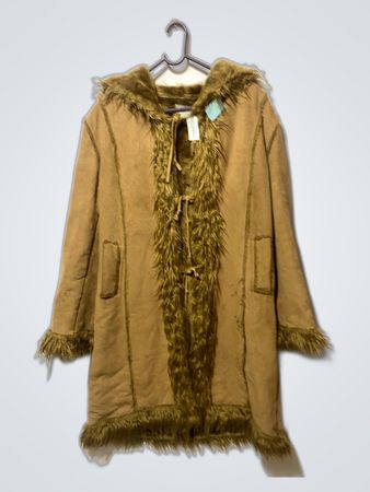Tan Fur-Trimmed Coat