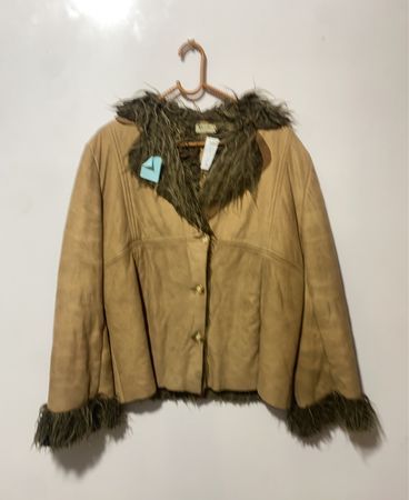 Tan Fur-Trimmed Jacket