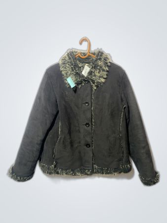 Gray Fur-Trimmed Coat