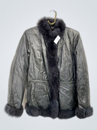 Leather Jacket with Fur Trim