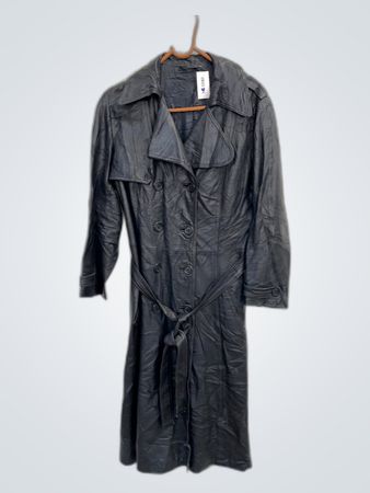 Black Leather Trench Coat