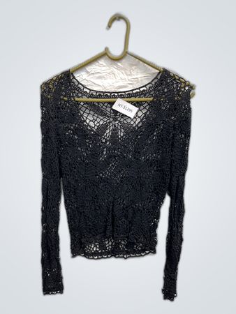 Black Crochet Lace Top