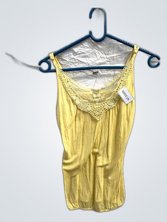 Yellow Lace-Trimmed Tank Top