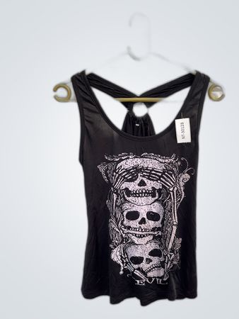 Black Tank Top with Skull Design