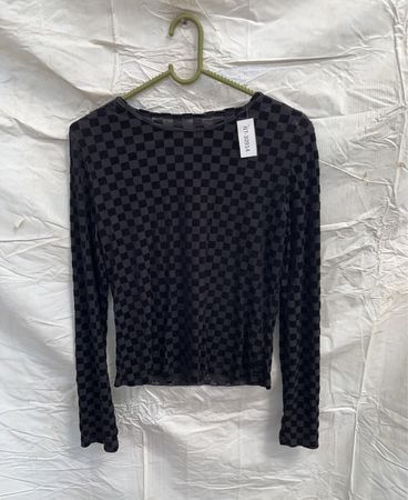 Black Checkered Long-Sleeve Shirt