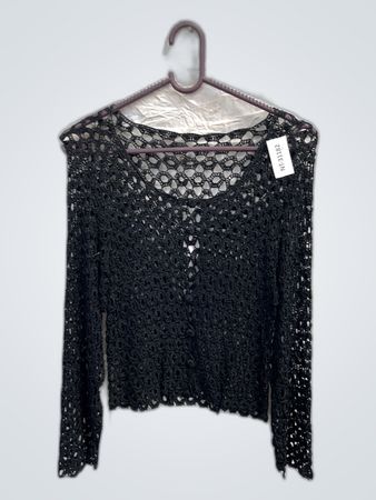 Black Crochet Lace Top