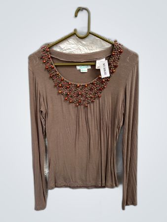 Brown Beaded Top
