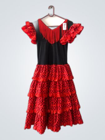 Red and Black Ruffled Dress