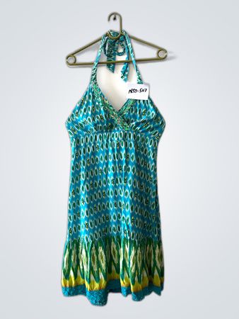 Blue Green Patterned Dress
