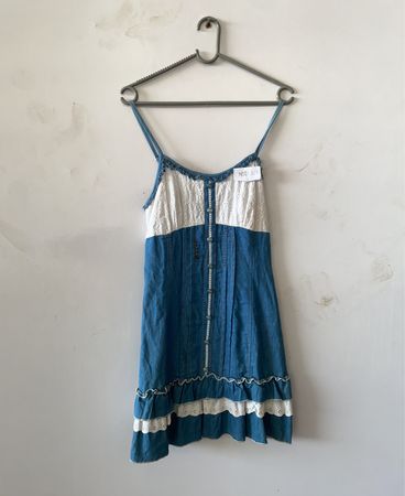 Sanprix Blue and White Denim Dress