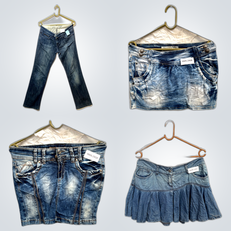 Levi's & More Denim Skirt Bundle - 7 Piece Jean Shorts & Mini Skirts Collection