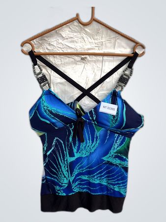Blue and Green Swimsuit Top