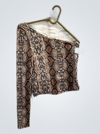 Snakeskin One-Shoulder Top