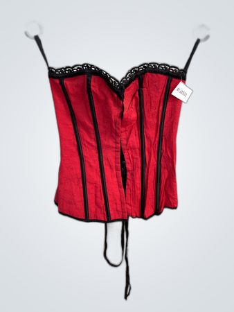 Red Corset with Black Trim
