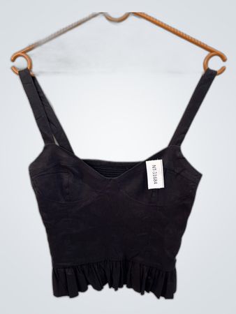 Black Ruffled Tank Top