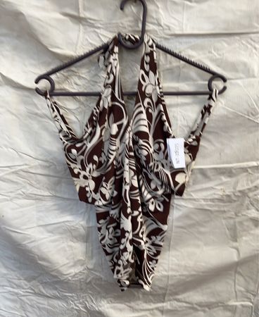 Brown and White Floral Monokini