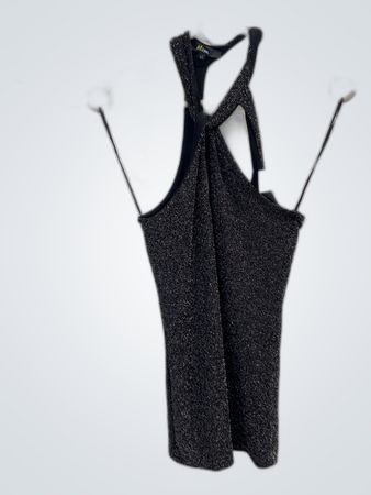 Black Glittery Halter Neck Dress