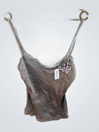 Gray Camisole with Lace Trim
