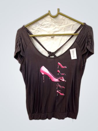 Brown Blouse with High Heel Design