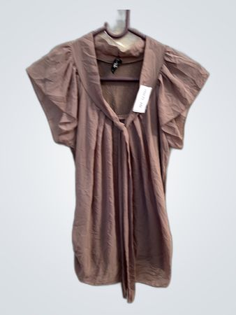 Brown Tie-Front Blouse