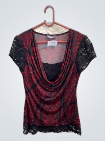 Red and Black Lace Top