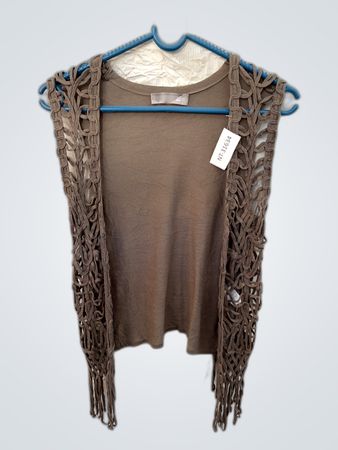 Brown Fringed Top