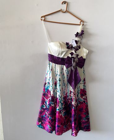 Floral Purple and White Dress