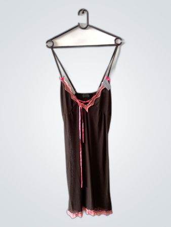 Brown Chemise with Pink Lace