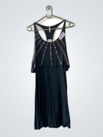 Black Dress with Brown Stripes