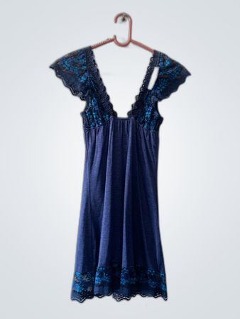 Blue Lace Trim Dress